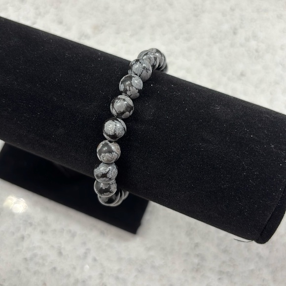 Snowflake Obsidian Stone Bracelet - Picture 3 of 3
